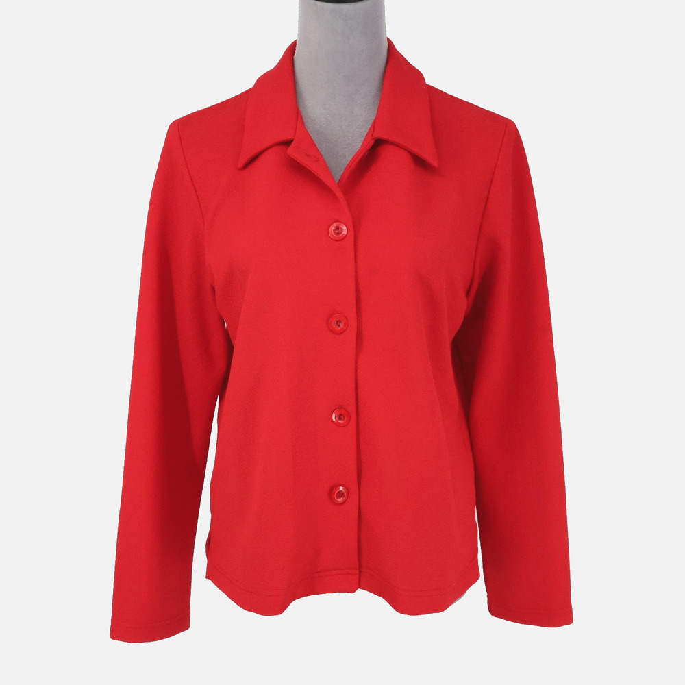 Coldwater Creek Jacket Womens 8 Red Crepe Lightweight Blazer Preppy Academia